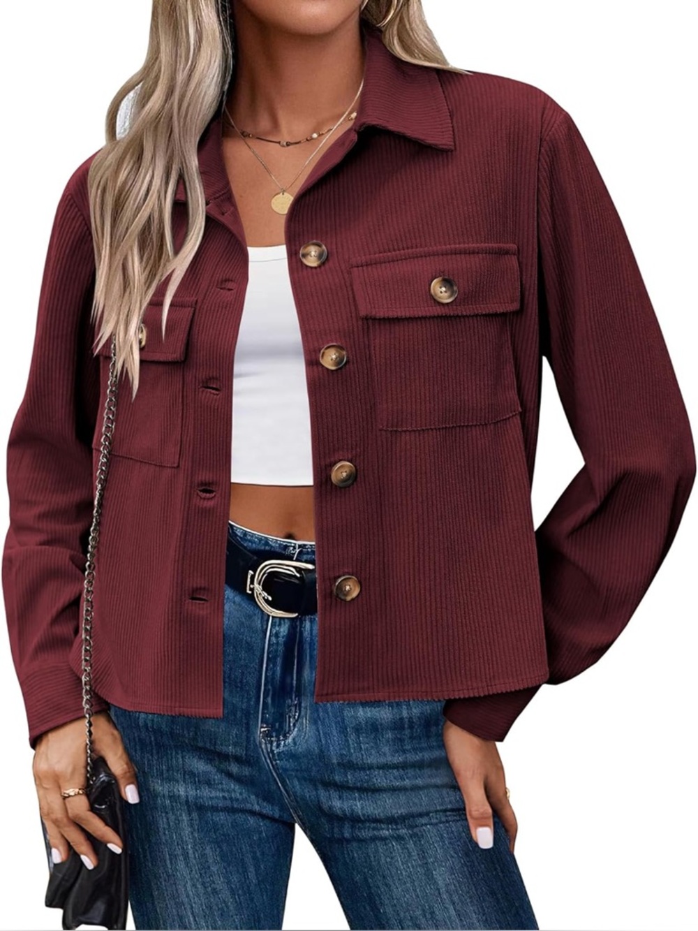 zeagoo Corduroy Trucker Jacket in Mauve